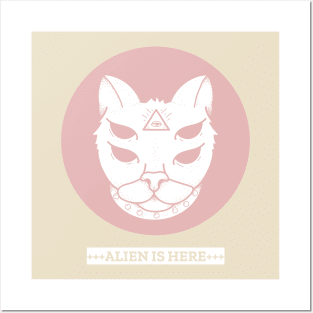 Alien is here- cat alien design Posters and Art